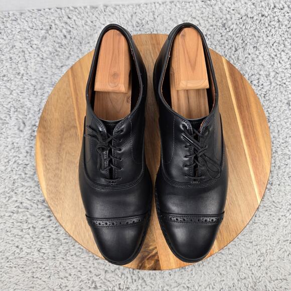Allen Edmonds Mens 8.5D Fifth Avenue Black Cap Toe Brogue Oxford Dress Shoe - Picture 5 of 13